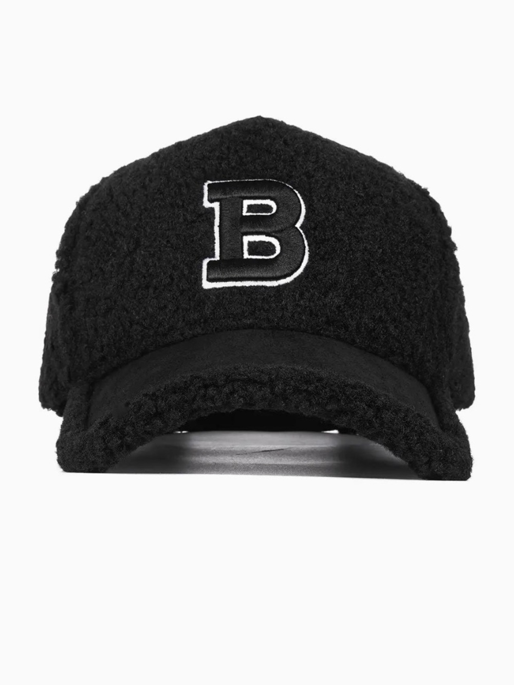 Black Sherpa Baseball Cap with Embroidered 'B'